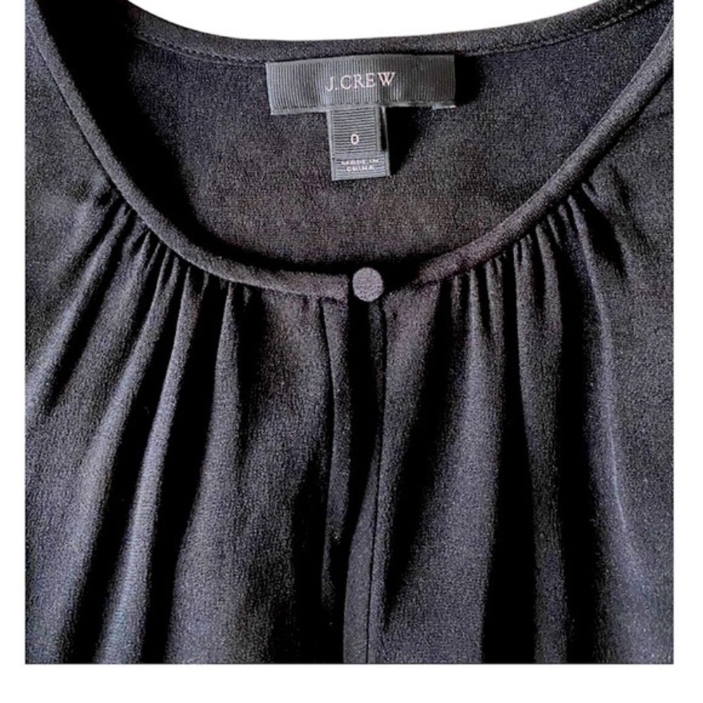 J.Crew 100% Silk Bell Sleeve Blouse Black Keyhole Career Size 0 - Picture 7 of 11